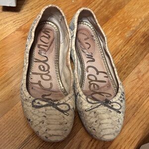 Sam Edelman Snake Print Flats with Bow Accent
